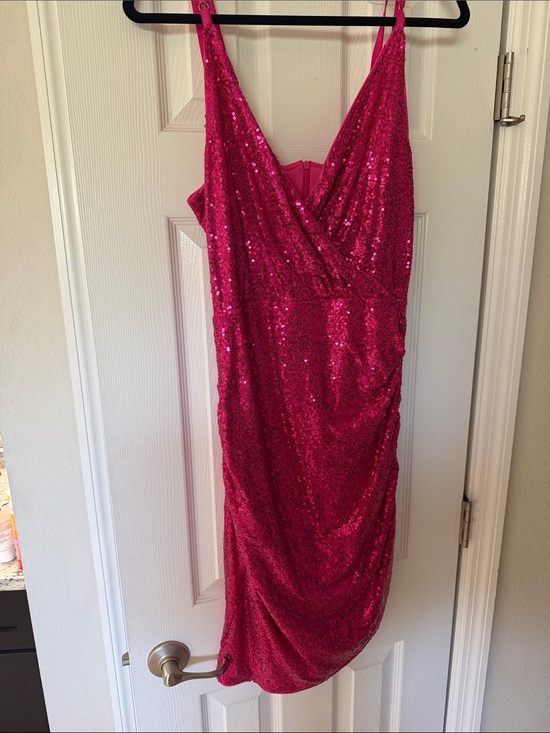 Grace Karin Dresses & Skirts - Grace Karin Hot Pink Sequin Wrap Midi Dress